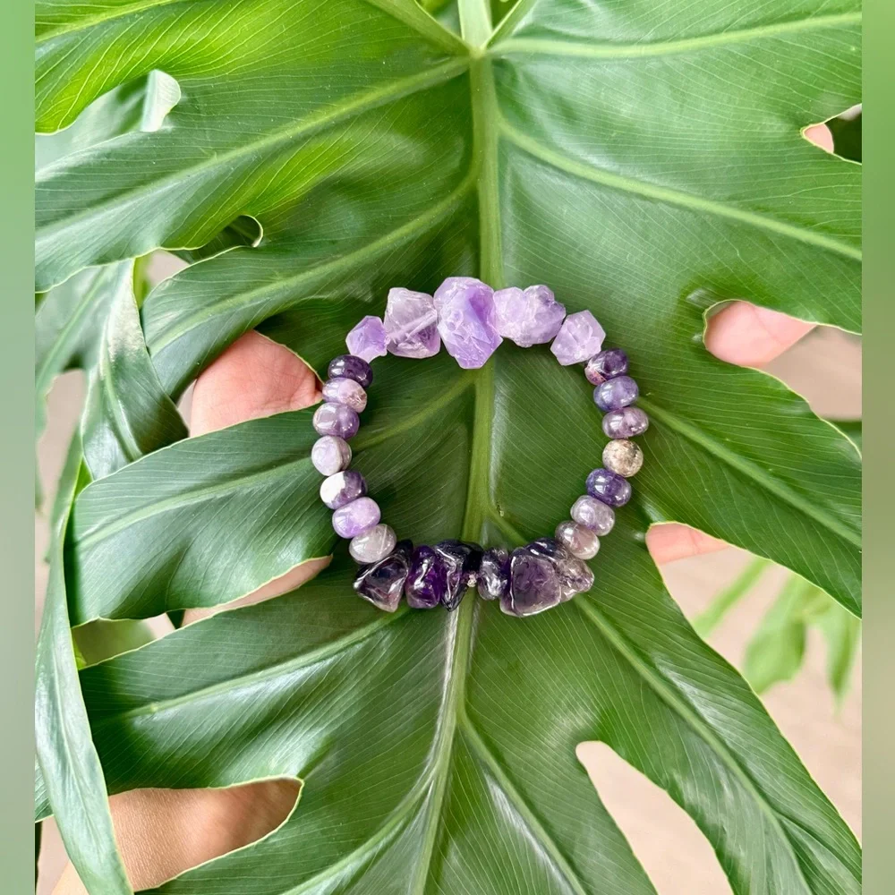 Amethyst Bracelet (one) || Handmade stretchy